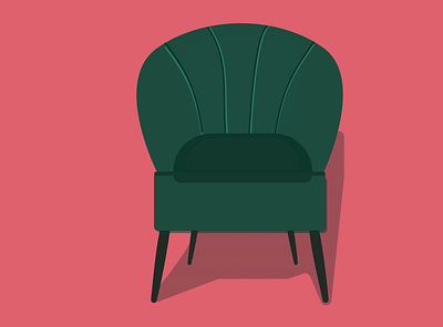 Green Accent Chair chair design chairs decoration design digital illustrations drawing furniture idea illustration living room decor minimal sketching vector art