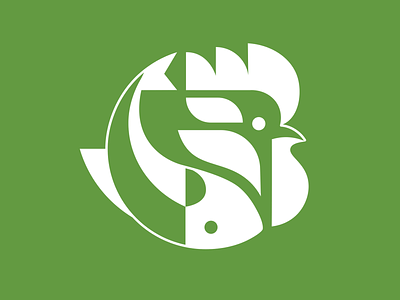 Sea and Hen design illustration logo