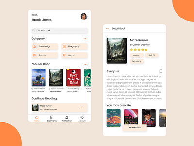 E-Book App app design graphic design typography ui ux