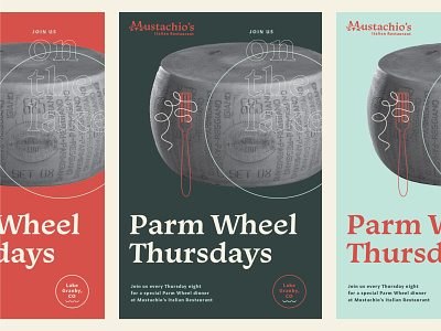 Italian Restaurant Parm Wheel Flyers 100 day project daily design flyer granby colorado identity design italian layout parm wheel poster restaurant typography