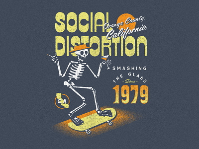 Social Distortion - Skateboard Shirt apparel california design layout merch mid century mid century modern punk retro shirt skateboard skeleton skull social distortion summer throwback type typography vintage
