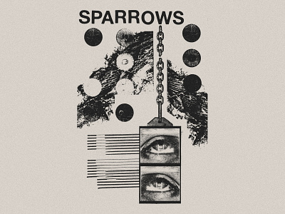 Sparrows - Eye Collage abstract apparel brutalist chain dark design eye geometric grit merch modern punk shirt sparrows texture type typography vintage