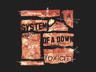 System Of A Down - Torn Toxicity abstract album art apparel collage design fire merch modern orange paper ripped scribble shirt system of a down toxicity vintage y2k