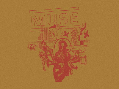 Muse - Riot Collage abstract apparel collage design dissonance drawing fire illustration merch modern muse punk red riot scratchy scribble shirt streetwear vintage yellow