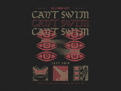 Can't Swim - Eyes abstract apparel cant swim collage design devil eye eyes hardcore mask merch metalcore modern red shirt square streetwear texture vintage y2k