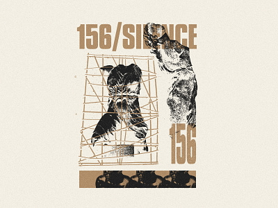 156 Silence - Caged Statue 156 silence abstract apparel brown collage design halftone hardcore merch metalcore modern punk shirt statue streetwear texture vintage