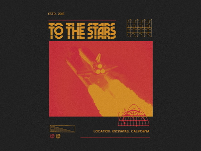 To The Stars - Glitch Ship angels and airwaves apparel blink 182 collage design merch modern orange outer space red shirt simple space space shuttle spaceship streetwear to the stars tom delonge typography vintage