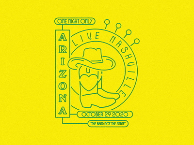 A R I Z O N A - Live Stream Neon apparel arizona collage cowboy cowboy boot design green illustration layout merch modern neon neon sign shirt simple texture type typography vintage yellow