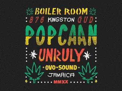 Popcaan - Boiler Room Live Stream apparel boiler room caribbean design drake hip hop jamaica marijuana merch modern ovo sound popcaan rap reggae shirt throwback type typography vintage weed