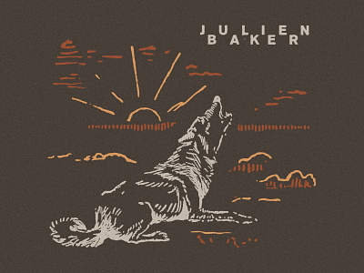 Julien Baker - Wolf animal apparel brown coyote design emo illustration indie julien baker logo merch modern nature shirt simple texture vintage wolf y2k
