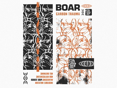 Boar - Carbon Trauma abstract apparel boar collage design dna face glitch head illustration layout merch modern orange shirt streetwear texture type typography vintage