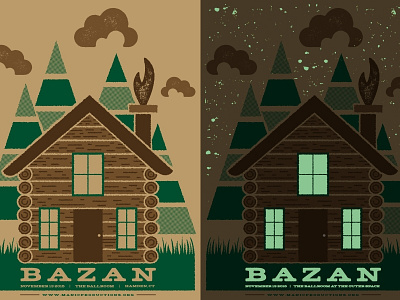 Bazan - Glow in the Dark bazan cabin david bazan glow glow in the dark modern nature outer space poster silkscreen simple