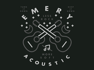 Emery - Acoustic Tour acoustic apparel band emery guitar merch minimal modern moon shirt simple tour