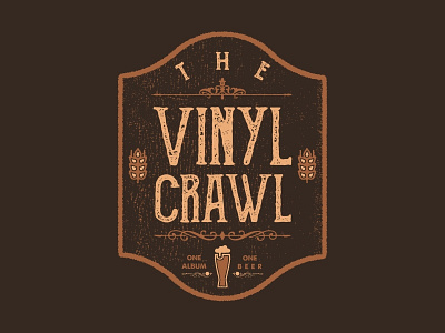 The Vinyl Crawl - Logo alcohol beer craft beer drinking logo music records vintage vinyl vinyl crawl