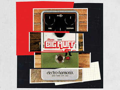 Big Muff Buying Guide abstract animation big muff collage design guitar pedal