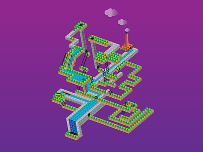 Floating Maze Vector Illustration illustration maze vector