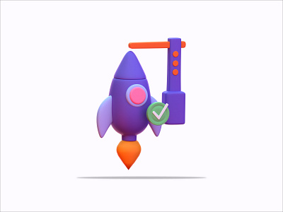 3D Illustration Rocket 3d 3d icon 3d modeling blender character icon icon set illustration pastel product design space startup technology ui