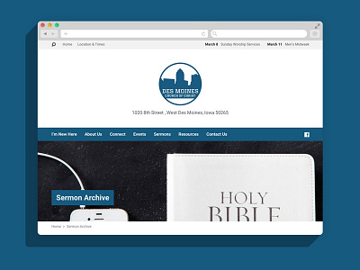 Des Moines Church Website bible blue browser christ church des flat god mockup moines of website