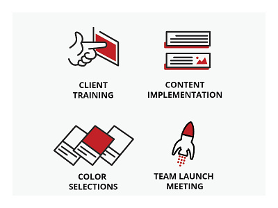 Process Icons / Blog Launch client color content icons implementation infographic launch process rocket selections team training