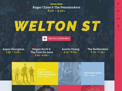 Music Festival Website festival flat icons menu music overlap responsive shadow stage street website