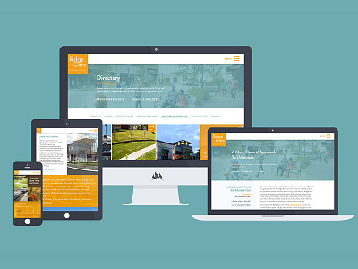 Ridgegate Website community devices directory mockup orange responsive ridgegate teal website