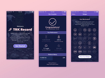TRK Record Screens #1 app bar branding fitness ios logo native progress record running track trk