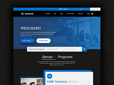 SecureSet Program Landing Page bootcamp company program school secureset tech website