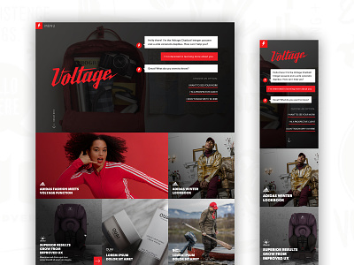 Voltage 2018 Redesign agency chatbot chatbots homepage interactive red red and black voltage website