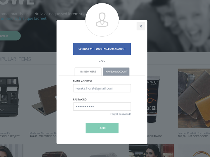 Login / Signup - Modal Window login signup modal ui ux clean minimal simple flat web popup window