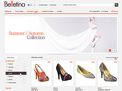 Belletina adobe photoshop clean ecommerce fashion orange shop ux website wip www.kanvas.ro