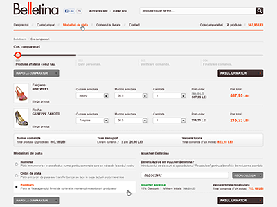 Belletina - Checkout Process Page adobe photoshop checkout clean ecommerce fashion orange shop ui ux website wip www.kanvas.ro