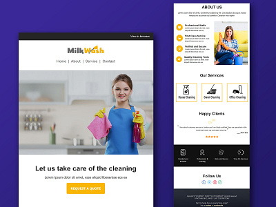 Mailchimp newsletter email template design for cleaning service