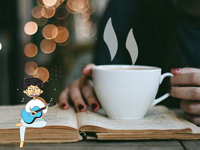 Music, Book & Coffee! cartoon illustration illustration photoshop portrait illustration