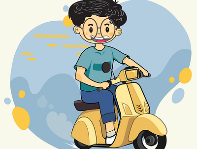 Yellow Scooter!! cartoon illustration illustration photoshop portrait illustration