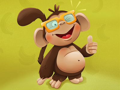 B character glasses illustration ios monkey wink