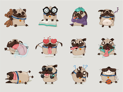 Pugs app character couple dog ios pug sticker