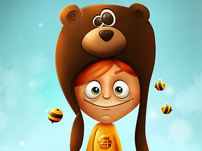 The boy, the bear & the bees bear bee boy hive honey illustration