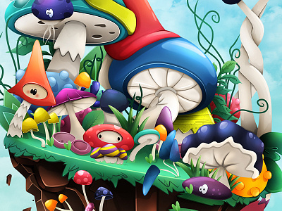 Mushroom Island app floating illustration ios ipad island mushroom