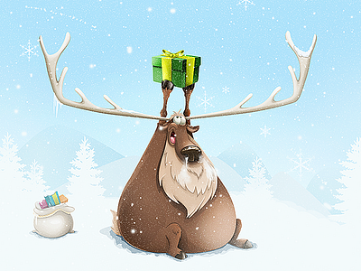 Fat Reindeer christmas fat holidays reindeer snow winter