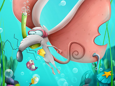 Aqua Mouse concept fish illustration mouse underwater