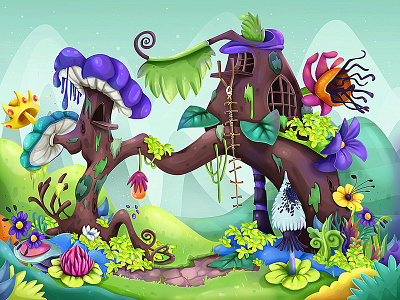 Magic Forest concept environment fairytale forest illustration theme park