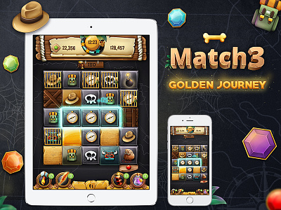 Match 3 - Golden Journey adventure app game ios match 3 puzzle ui ux