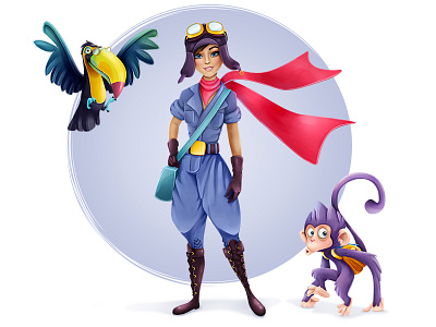 Yasmine & Friends adventure aviator bird characters girl monkey teen toucan