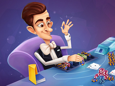 Dealer blackjack casino character chips dealer game