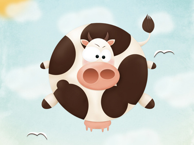 Moo! animal cow domestic floating funny illustration moo
