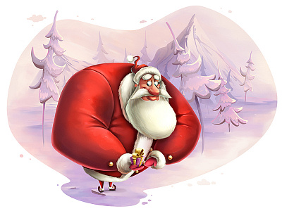 Santa character chrismas gift holiday present santa winter