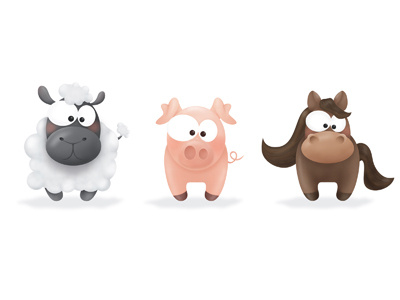 Pocket Animals animals character design horse illustration pig sheep tiny