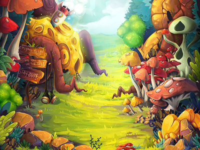 Game environment background environment game illustration mushrooms whimsical