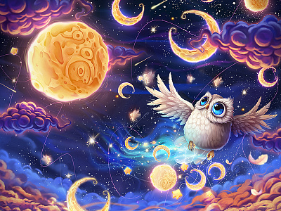Mille Lunes crescent magic moon night night sky owl