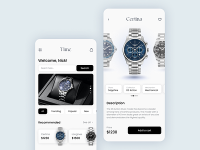 Watch Store App app black design e commerce store ui ux watch